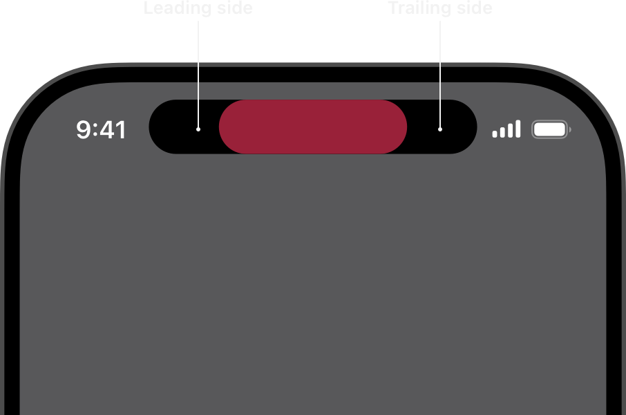 Dynamic Island compact presentation showing leading and trailing content areas